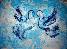3.02.2020 Рисование на воде в технике Эбру «Лебеди, Голуби»