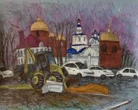 27.12.2019 Цветная графика фломастерами и маркерами «Городской пейзаж»