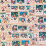 Бумага упаковочная крафтовая «Почтовые марки», 50×70 см