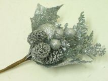 Украшение новогоднее, цвет серебро, 14см 199729