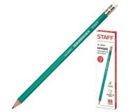 Карандаш ч/гр STAFF, 1 шт., НВ, с резинкой
