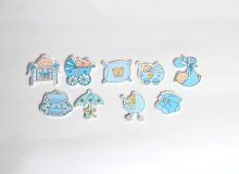 Декор из дерева липучка "BABY" Голубые 87 Тайланд 1шт