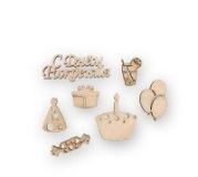 Декор из дерева Mr. Carving Мининабор "С Днём Рождения" фанера 3х2 см ВД-354