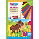 Картон цветной немелованный А4, 10л.,10цв., золото, серебро, "Волшебный. Лошадка"ArtSpace 