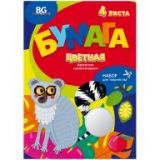 Бумага цветная самоклеящаяся бархатная A4, BG "Смешной лемур", 4л.