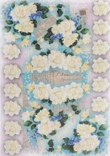 Рисовая карта для декупажа "Белые розы ассорти"21х29 см 