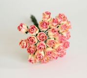 Мини бутоны Розовый+желтый 526 полураскрытые 1шт