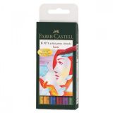 Ручки-кисточки Faber-Castell профессиональные капиллярные "PITT Pen" 6 шт Основные цвета 