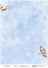 Декупажная карта Снегири 32x45см