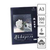 Папка для акварели "Серебряная Роза" А3, 5 листов, 300 г/м2, 100% хлопок