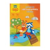 Бумага цветная мелованная А4, Мульти-Пульти "Приключения Енота", 16цв 16л