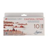 Сангина/Сепия Ладога  ассорти  10 цветов
