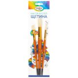 Набор кистей Гамма Щетина, 3 шт (круглые №7, 12, плоская №12), блистер